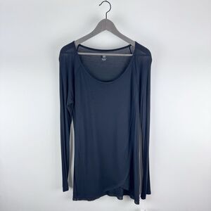 Gaiam Petal Long Sleeve Womans Medium Black Studio to Street Soft Active NWT